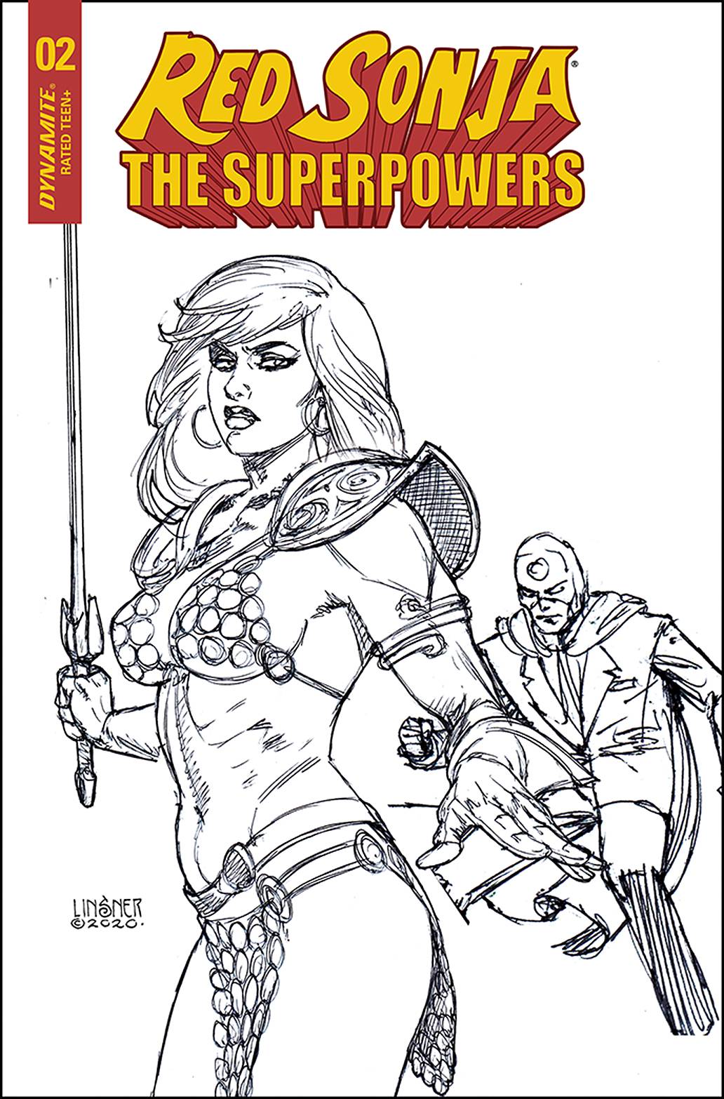 RED SONJA THE SUPERPOWERS #2 20 COPY LINSNER B&W INCV (REL 02/10/2021)